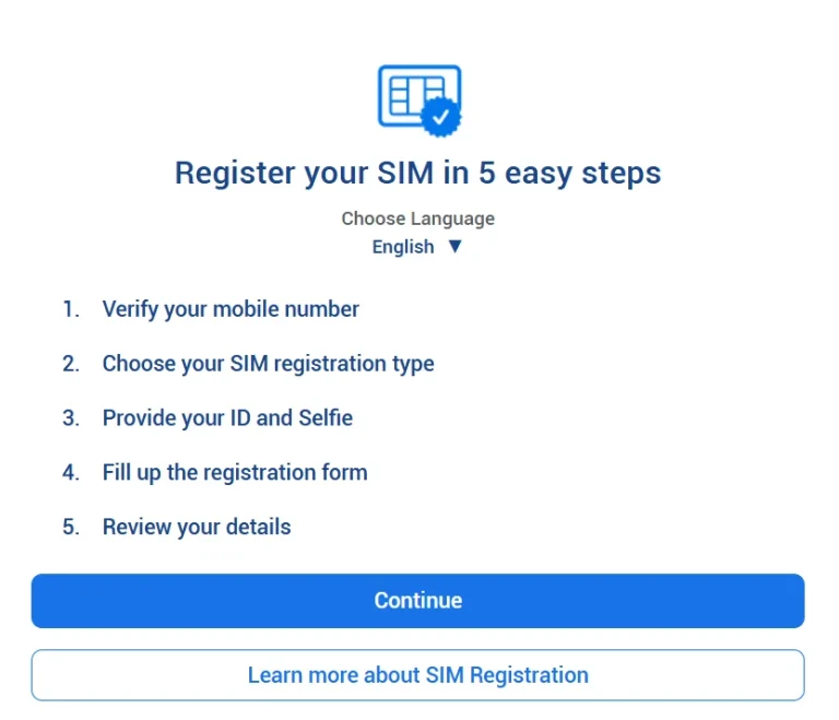 Globe SIM registration portal homepage